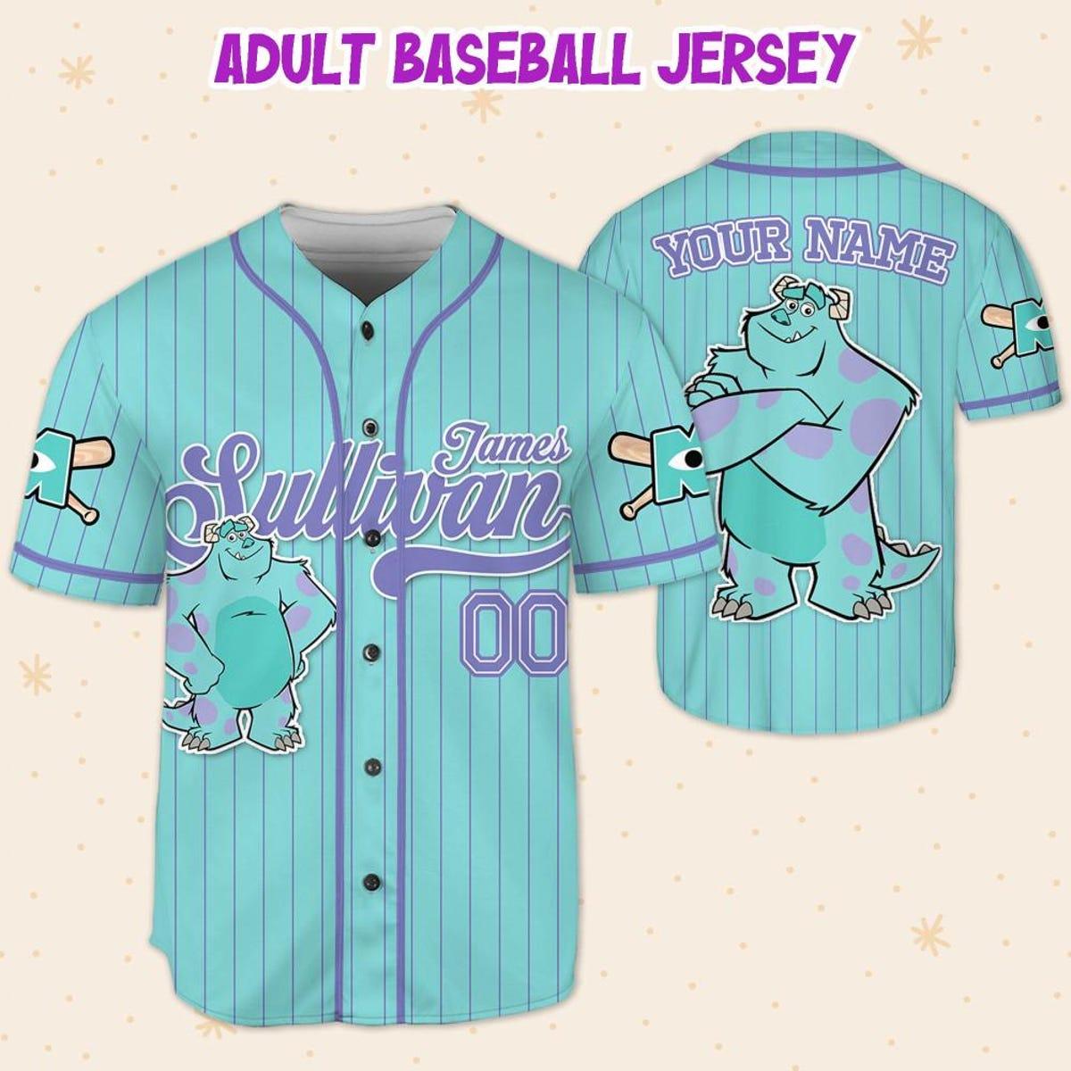 Mckenzieshoponline Disney Monster Inc James Sullivan Cyan Simple Personalized Baseball Jersey For Fans - Image 6