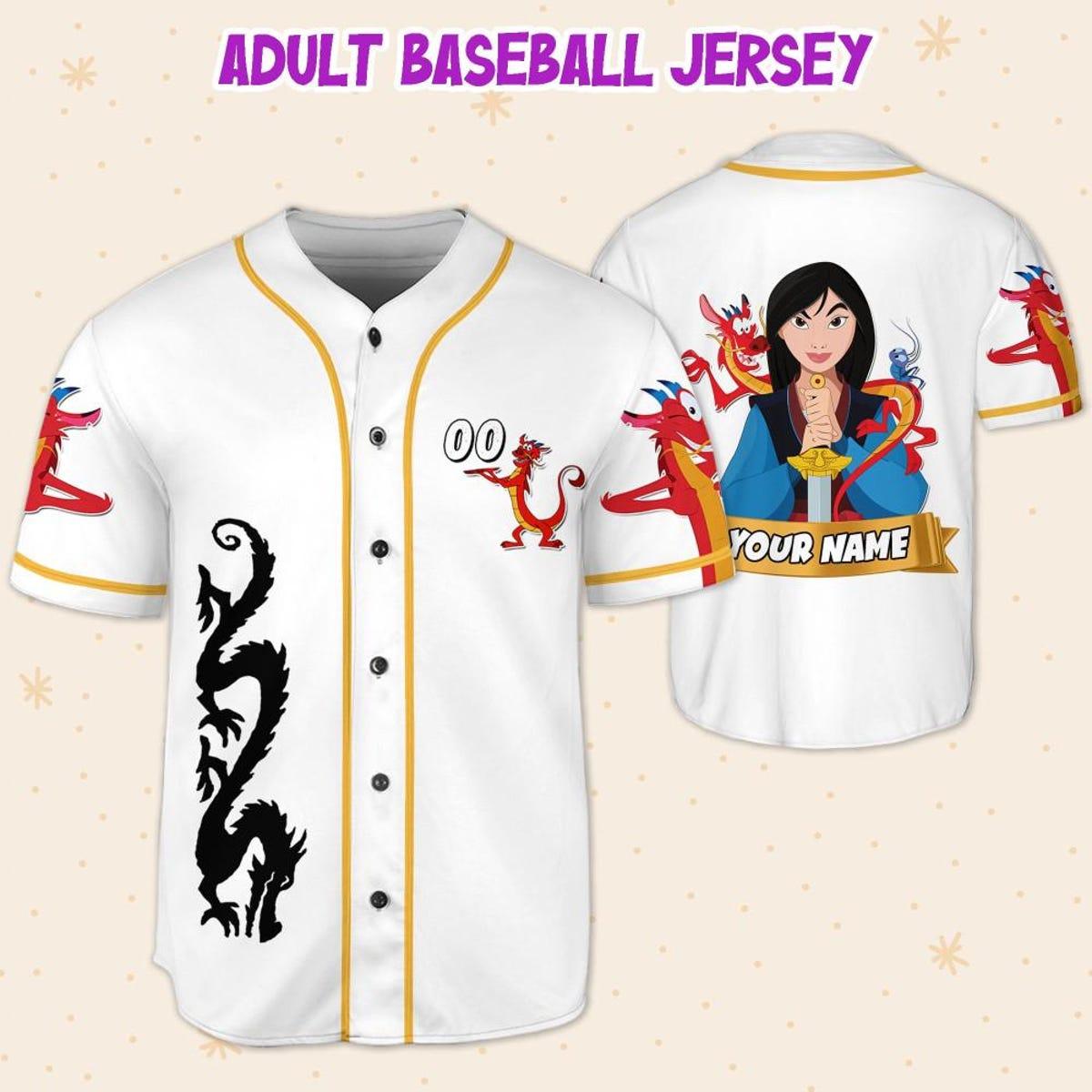 Mckenzieshoponline Disney Mulan Princess White Black Personalized Baseball Jersey For Fans - Image 6