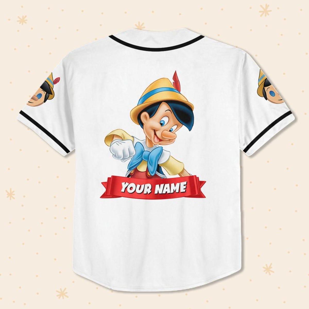 Mckenzieshoponline Disney Pinocchio Boy Smile White Black Personalized Baseball Jersey For Fans - Image 4