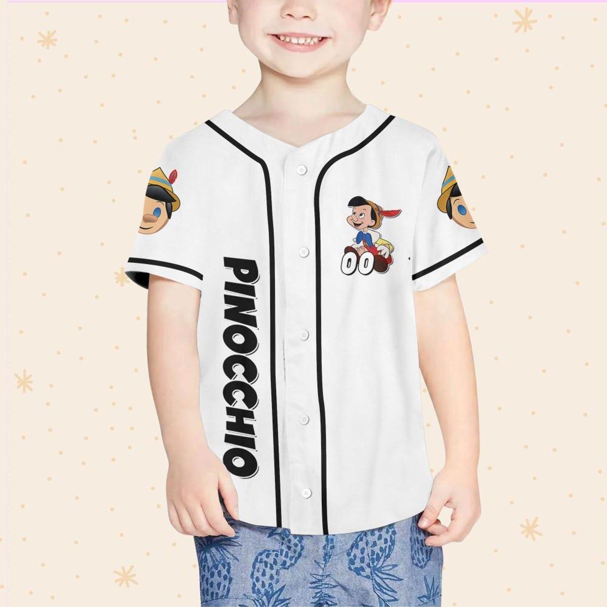 Mckenzieshoponline Disney Pinocchio Boy Smile White Black Personalized Baseball Jersey For Fans - Image 5