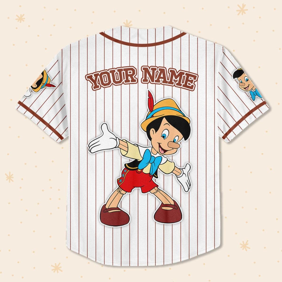 Mckenzieshoponline Disney Pinocchio Simple Stripe Name And Number Personalized Baseball Jersey For Fans - Image 4