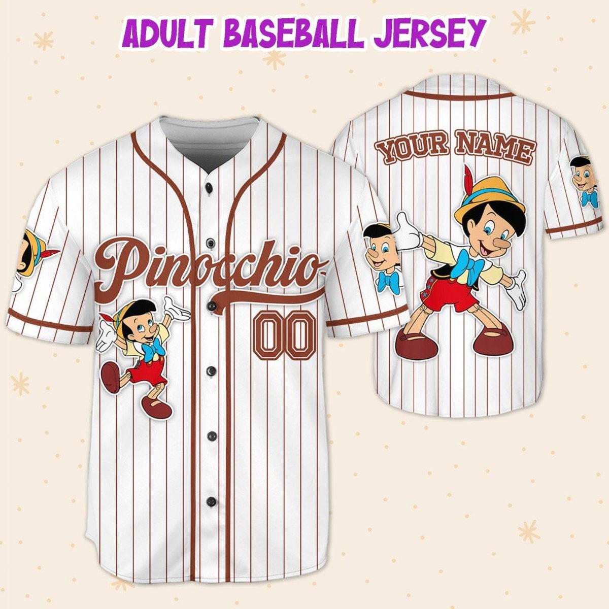 Mckenzieshoponline Disney Pinocchio Simple Stripe Name And Number Personalized Baseball Jersey For Fans - Image 6