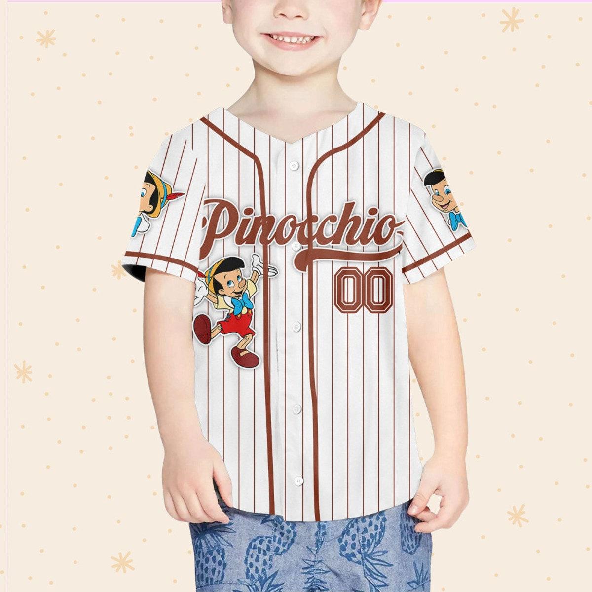 Mckenzieshoponline Disney Pinocchio Simple Stripe Name And Number Personalized Baseball Jersey For Fans - Image 5