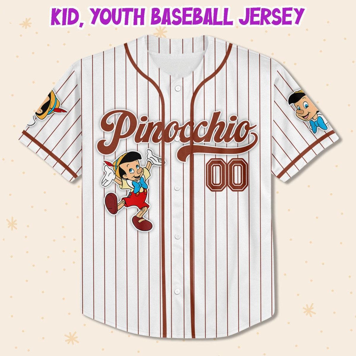 Mckenzieshoponline Disney Pinocchio Simple Stripe Name And Number Personalized Baseball Jersey For Fans - Image 3