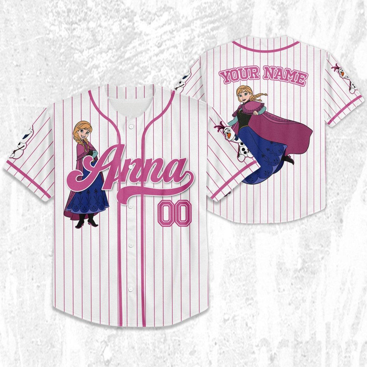 Mckenzieshoponline Disney Princess Anna Frozen Simple Personalized Baseball Jersey For Fans - Image 3