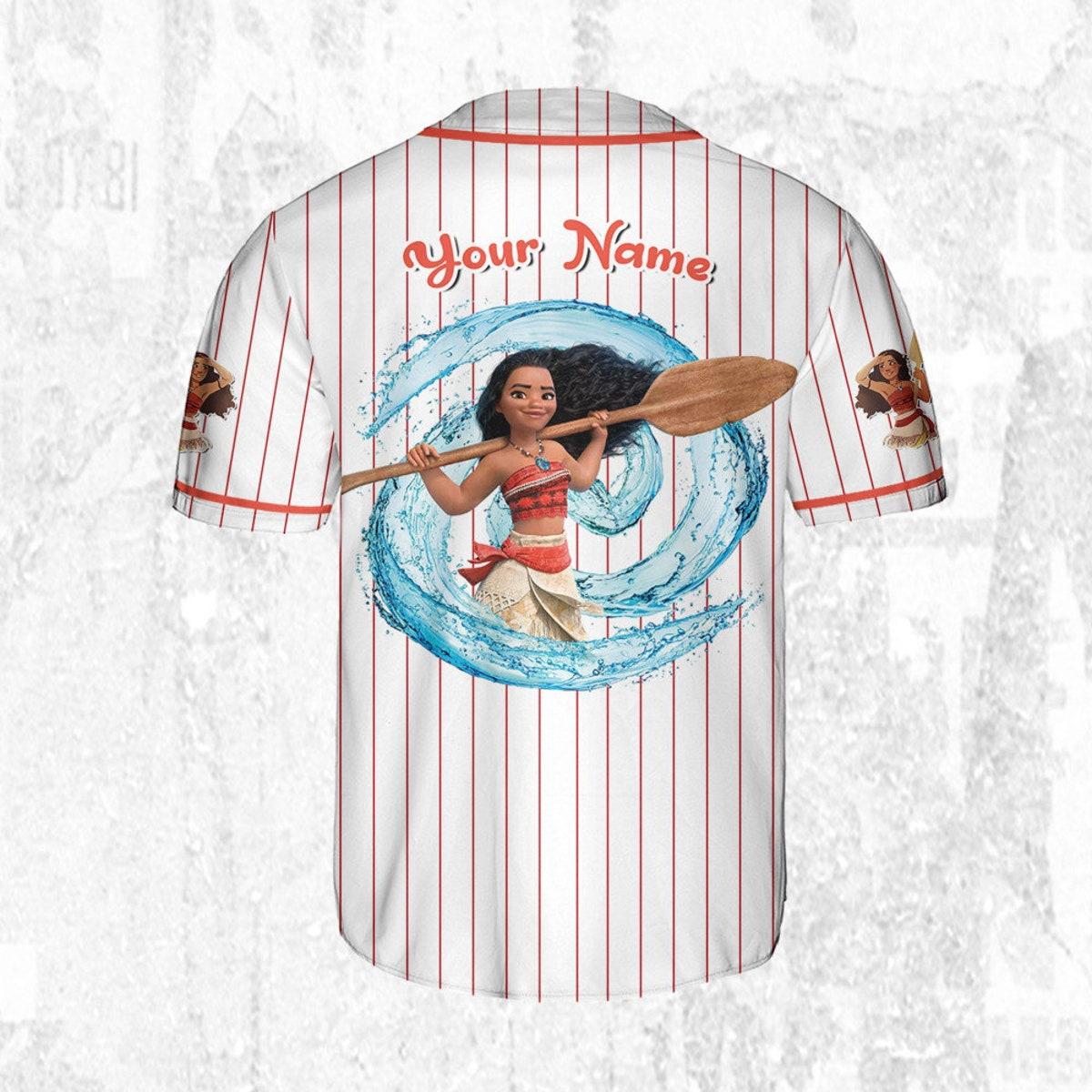 Mckenzieshoponline Disney Princess Moana 2 White Orange Personalized Baseball Jersey For Fans - Image 5