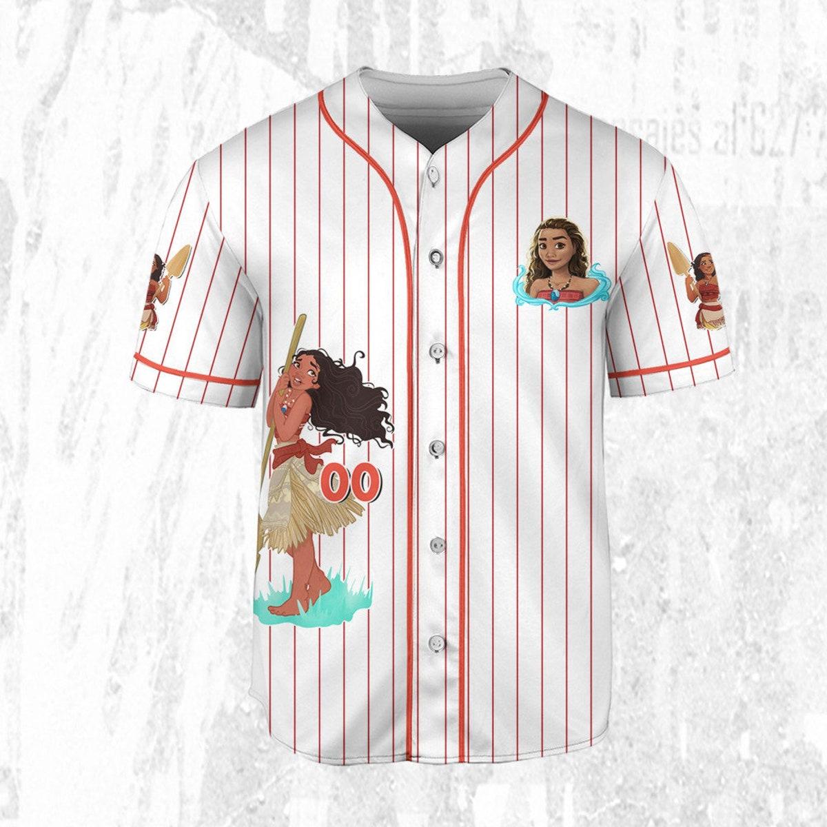 Mckenzieshoponline Disney Princess Moana 2 White Orange Personalized Baseball Jersey For Fans - Image 4