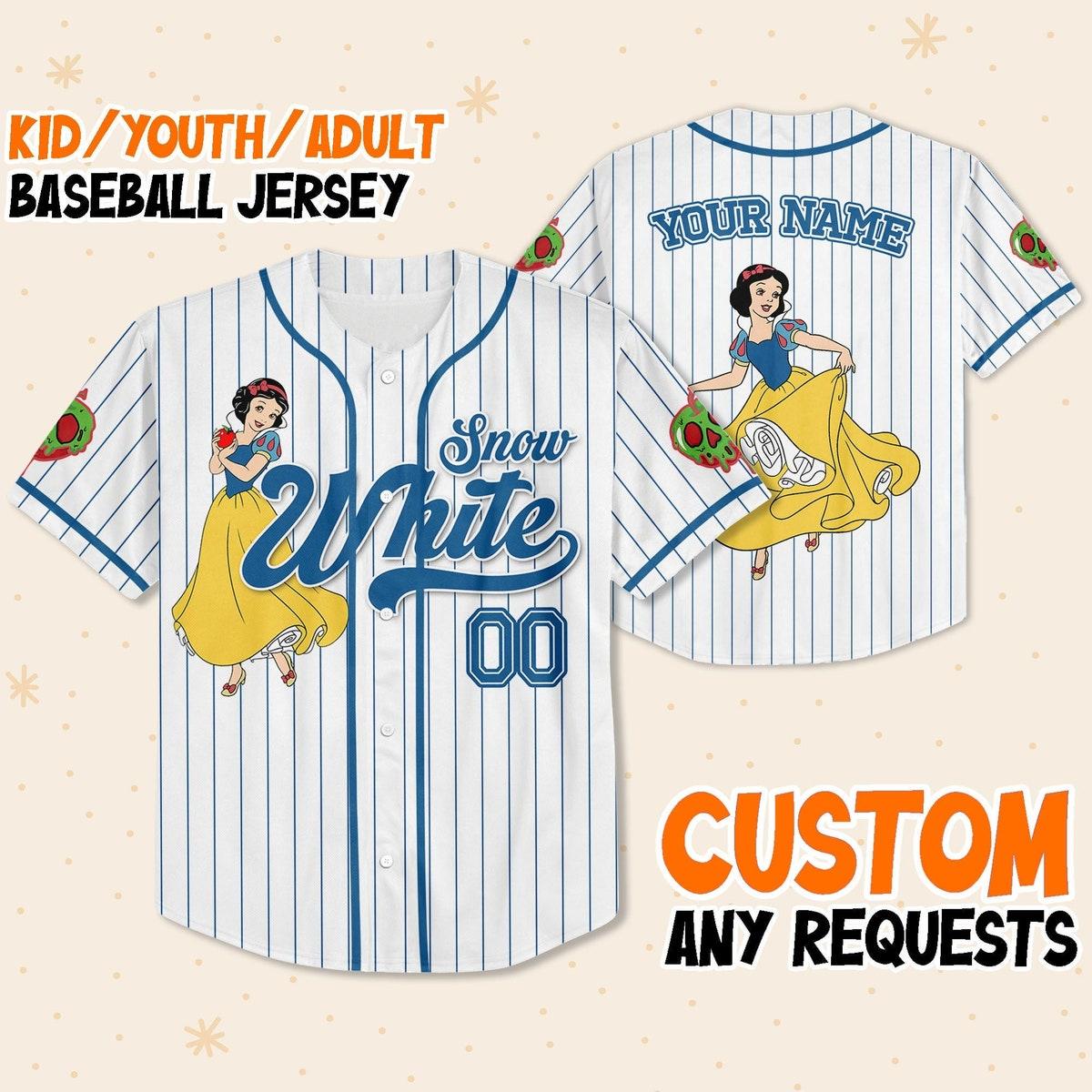 Mckenzieshoponline Disney Princess Snow White Simple Name Personalized Baseball Jersey For Fans