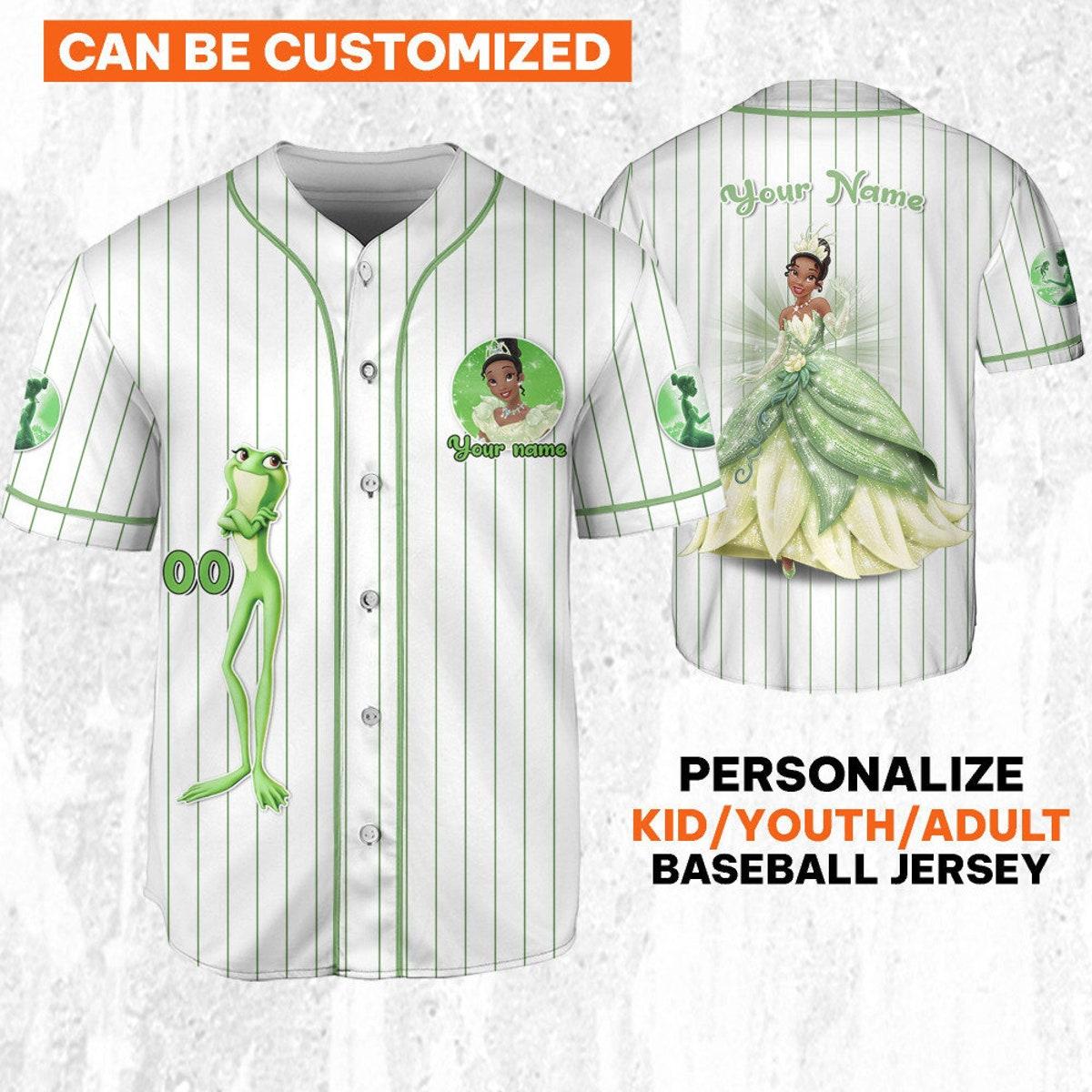 Mckenzieshoponline Disney Princess Tiana White Green Personalized Baseball Jersey For Fans