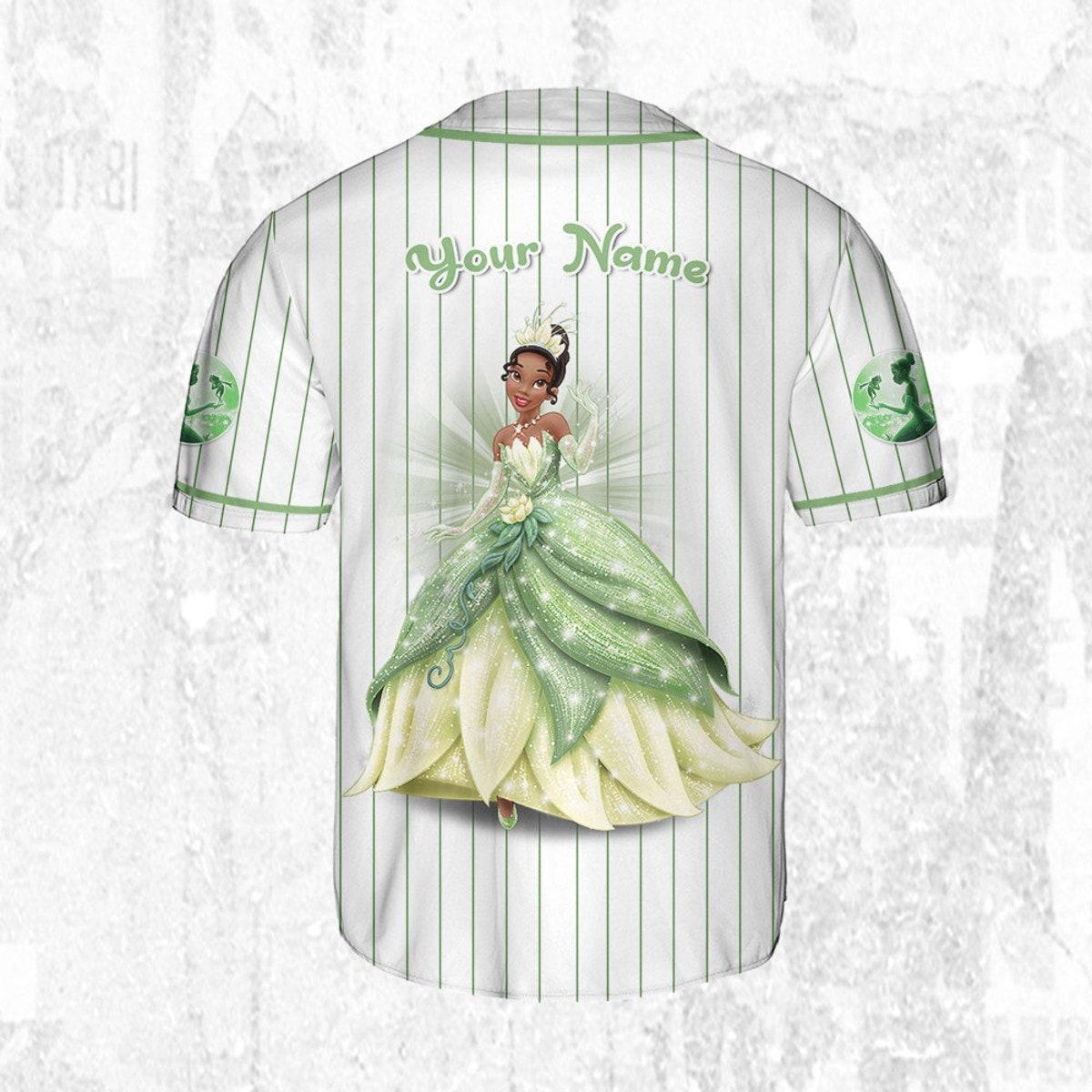 Mckenzieshoponline Disney Princess Tiana White Green Personalized Baseball Jersey For Fans - Image 5