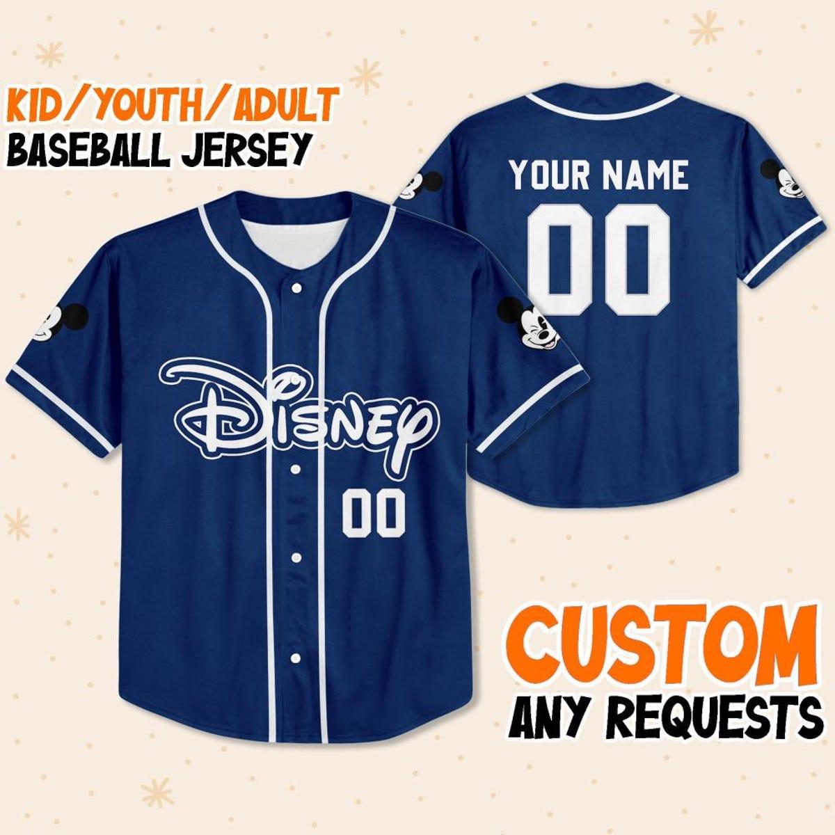 Mckenzieshoponline Disney Simple Awesome Blue Navy Personalized Baseball Jersey For Fans