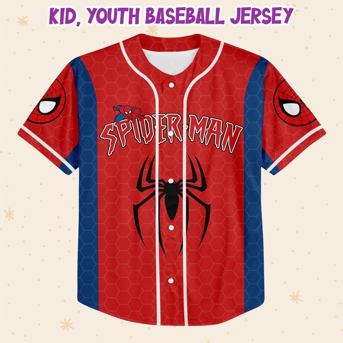 Mckenzieshoponline Disney Spider Man Blue And Red Personalized Baseball Jersey For Fans - Image 3