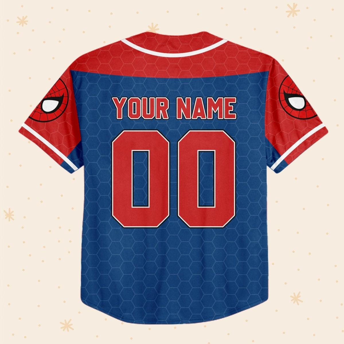 Mckenzieshoponline Disney Spider Man Blue And Red Personalized Baseball Jersey For Fans - Image 4