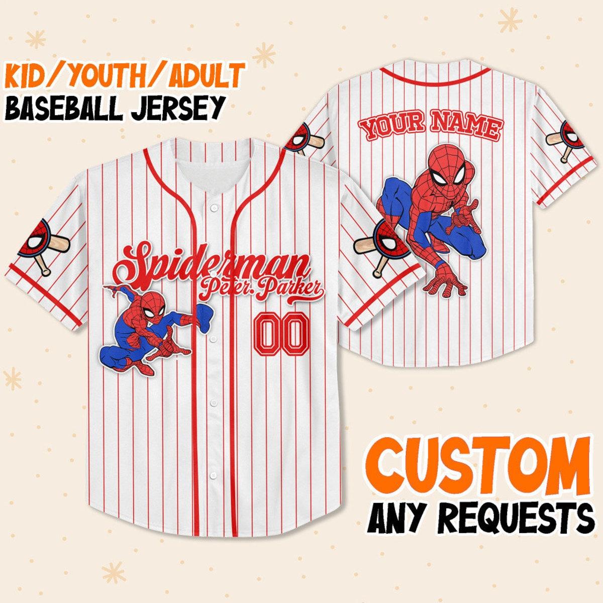 Mckenzieshoponline Disney Spiderman Spiderverse Peter Parker Personalized Baseball Jersey For Fans