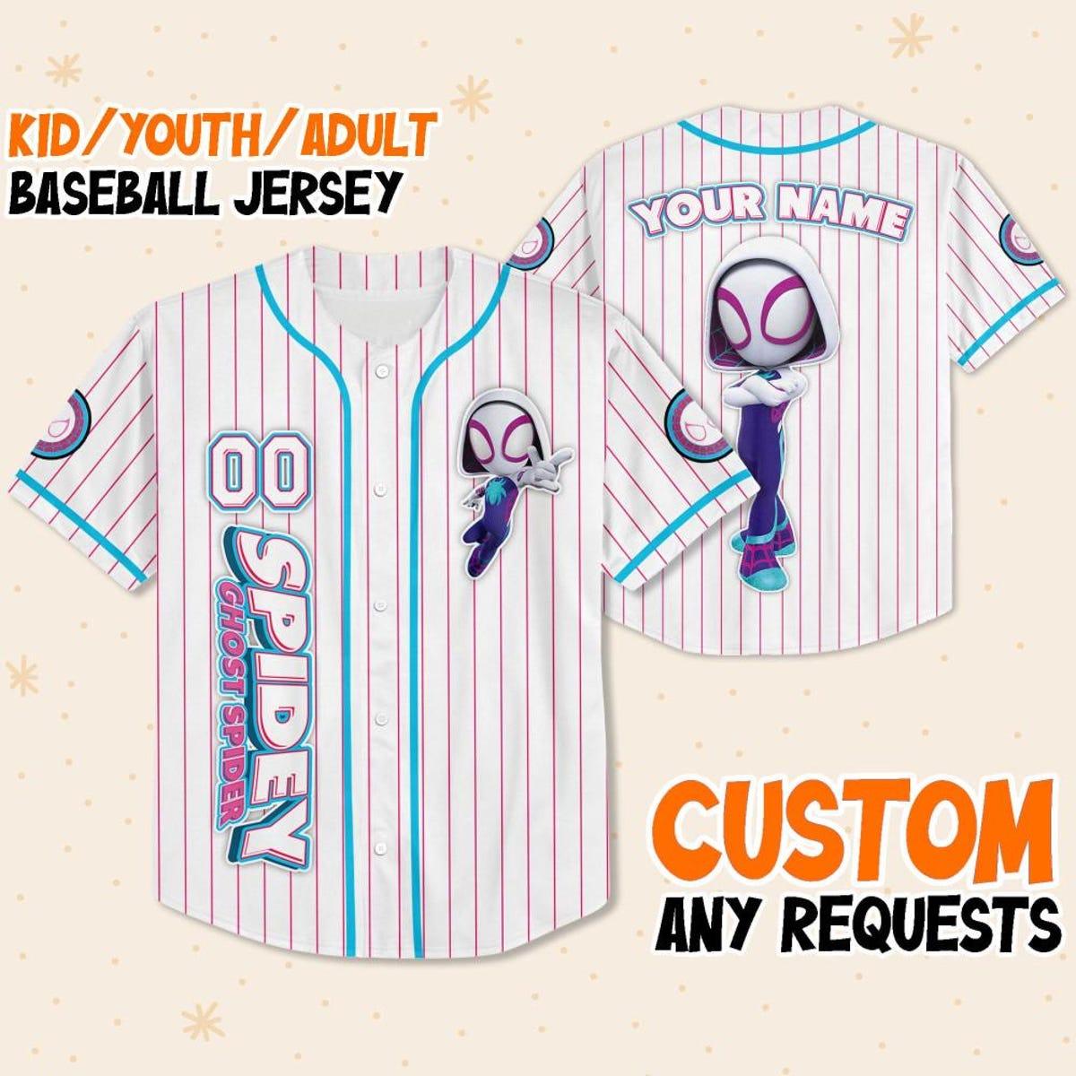 Mckenzieshoponline Disney Spidey And Friends Gwen Ghost Spider Personalized Baseball Jersey For Fans