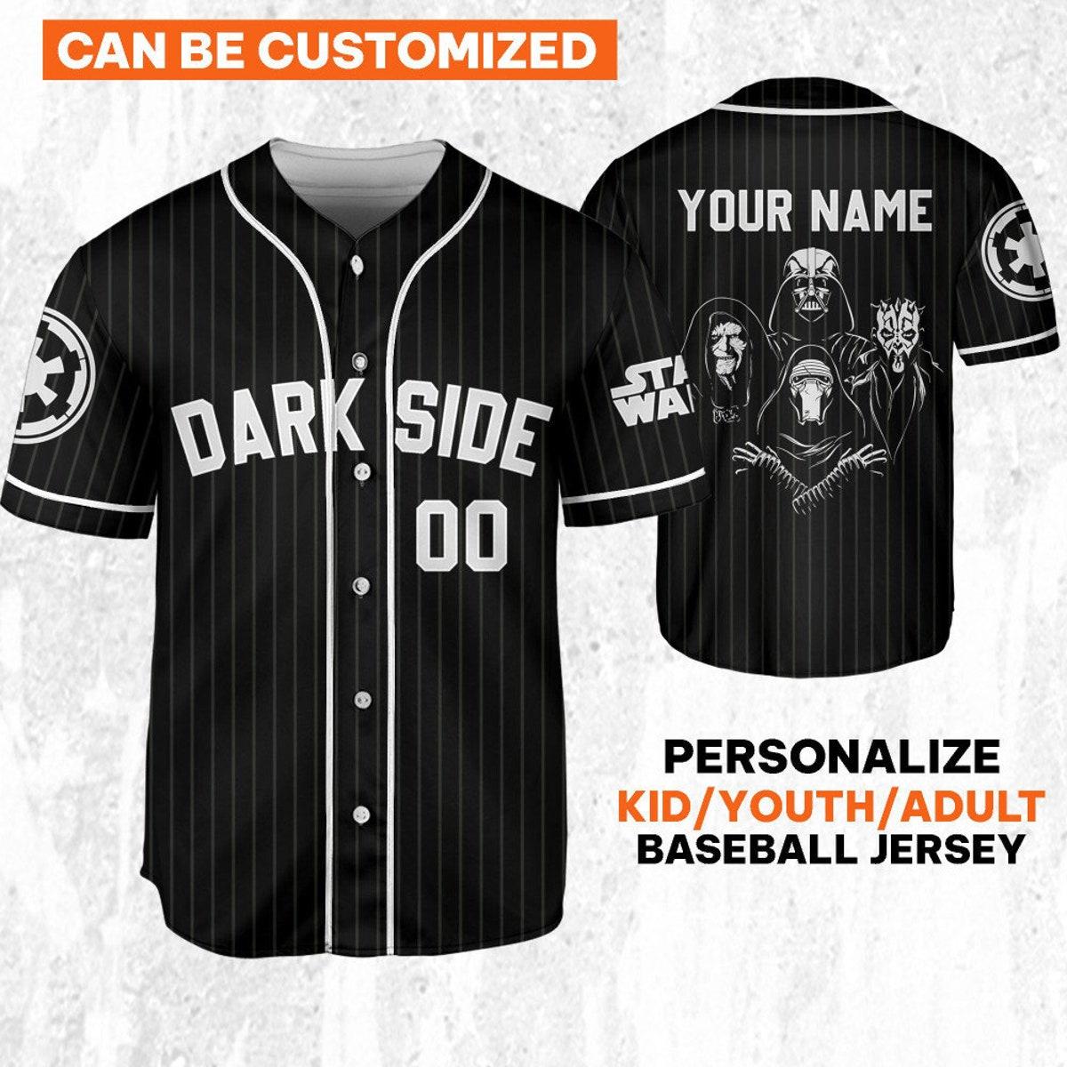 Mckenzieshoponline Disney Star Wars Dark Side Black Striped Personalized Baseball Jersey For Fans