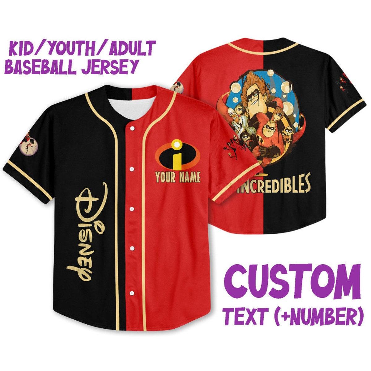 Mckenzieshoponline Disney The Incredibles Characters Awesome Personalized Baseball Jersey For Fans