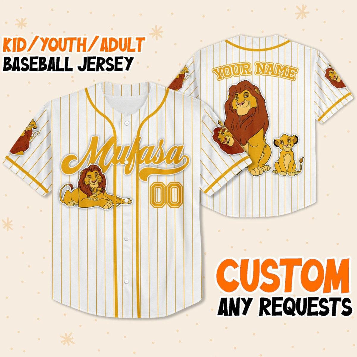 Mckenzieshoponline Disney The Lion King Mufasa Simple Stripe Personalized Baseball Jersey For Fans