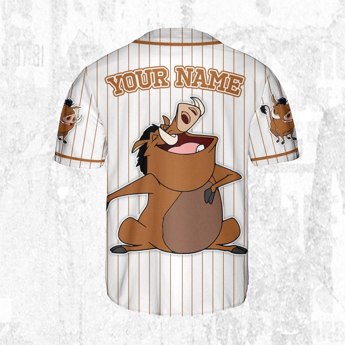 Mckenzieshoponline Disney The Lion King Pumbaa Simple Stripe Personalized Baseball Jersey For Fans - Image 5
