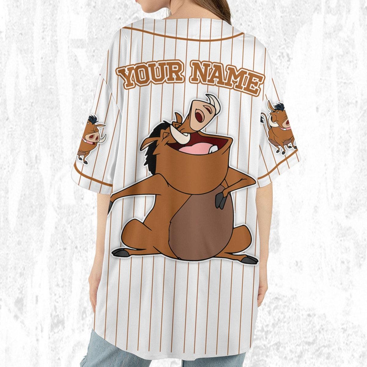 Mckenzieshoponline Disney The Lion King Pumbaa Simple Stripe Personalized Baseball Jersey For Fans - Image 7