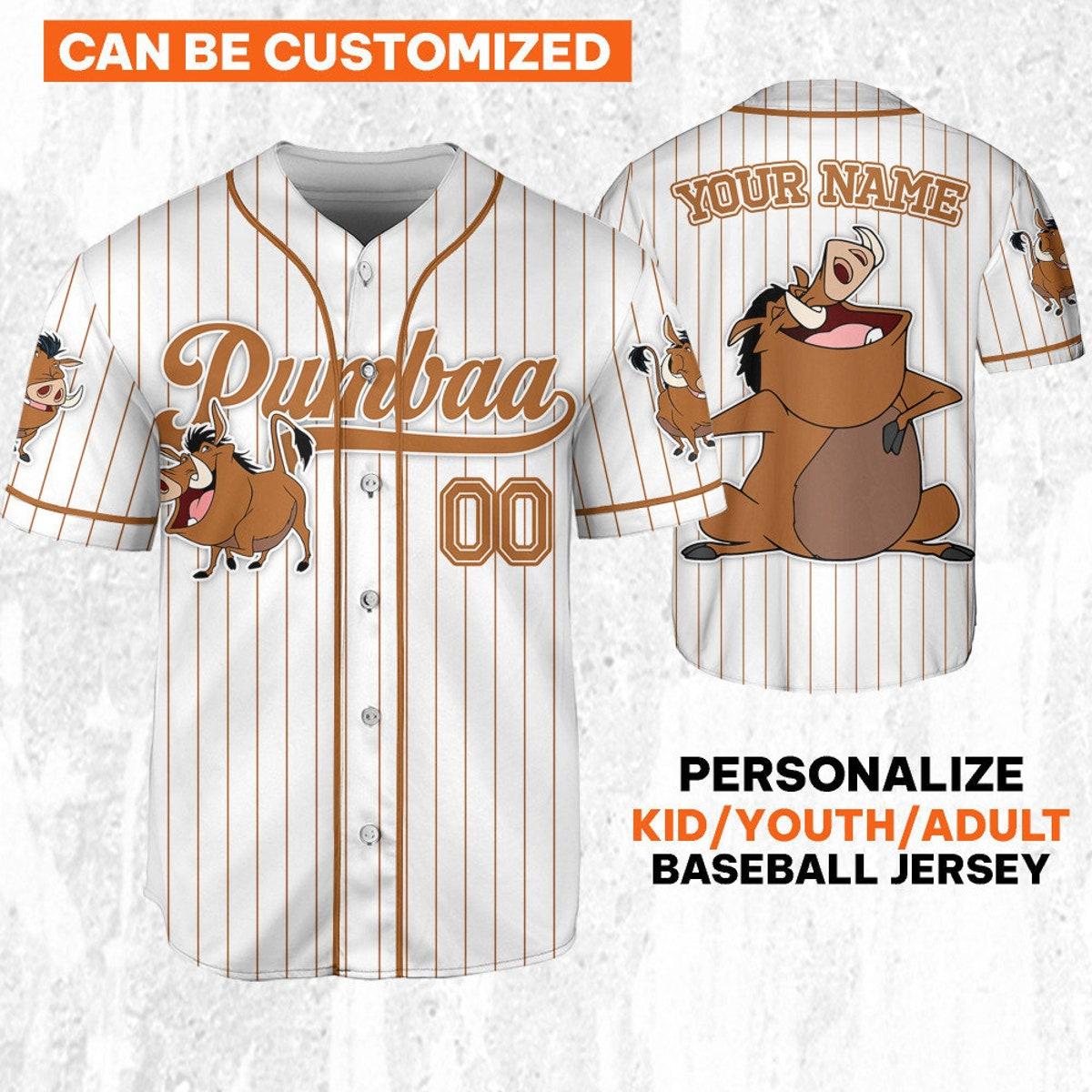 Mckenzieshoponline Disney The Lion King Pumbaa Simple Stripe Personalized Baseball Jersey For Fans - Image 2