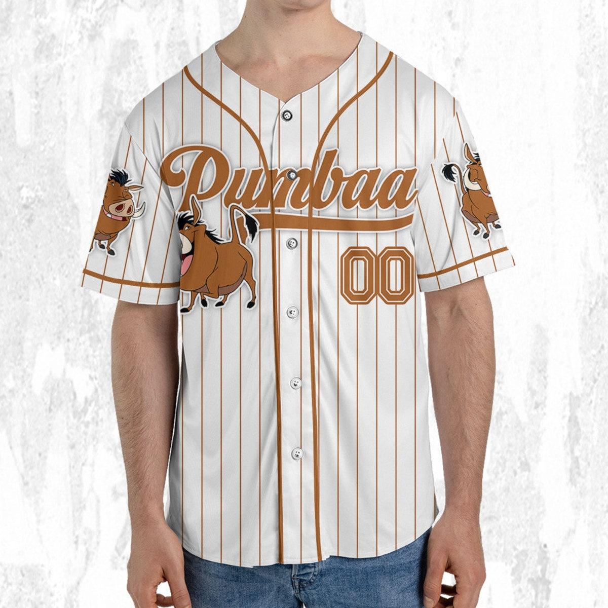 Mckenzieshoponline Disney The Lion King Pumbaa Simple Stripe Personalized Baseball Jersey For Fans - Image 6