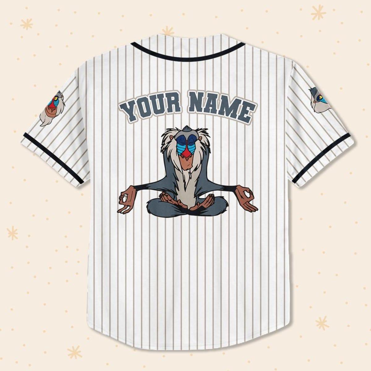 Mckenzieshoponline Disney The Lion King Rafiki Striped Personalized Baseball Jersey For Fans - Image 4
