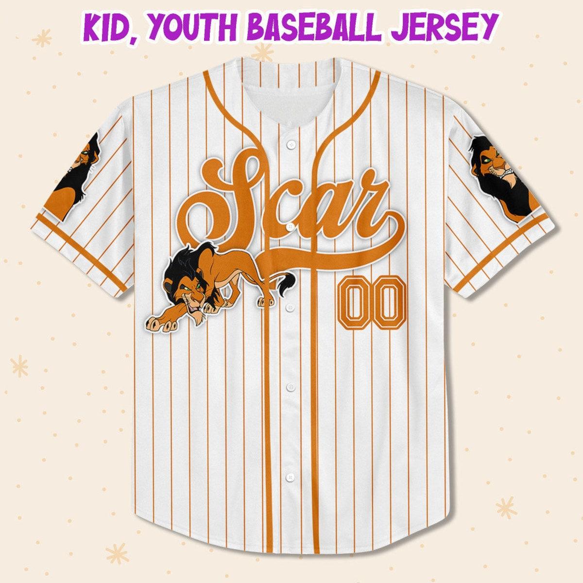 Mckenzieshoponline Disney The Lion King Scar Simple Stripe Personalized Baseball Jersey For Fans - Image 3