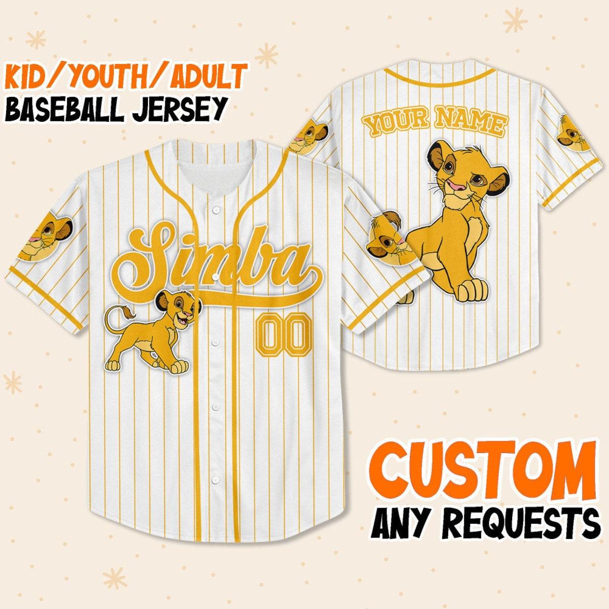 Mckenzieshoponline Disney The Lion King Simba Simple Stripe Personalized Baseball Jersey For Fans - Image 2