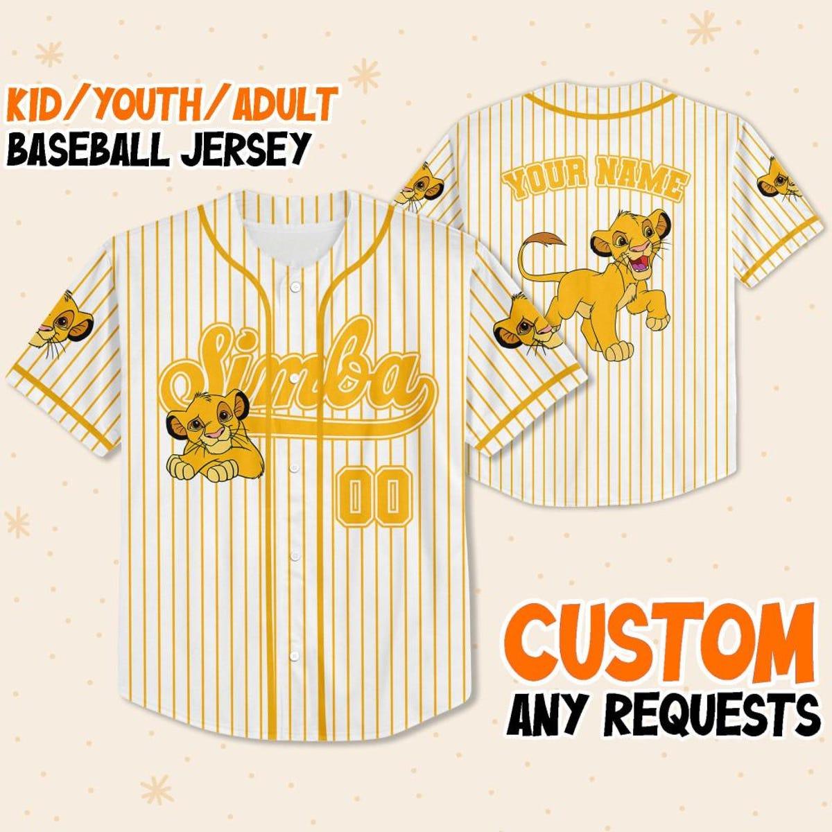 Mckenzieshoponline Disney The Lion King Simba Striped Personalized Baseball Jersey For Fans - Image 2