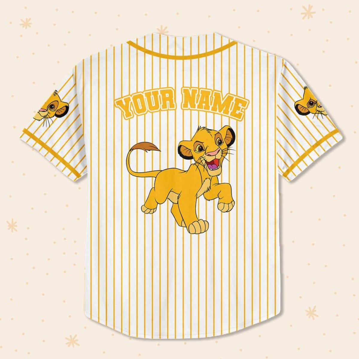 Mckenzieshoponline Disney The Lion King Simba Striped Personalized Baseball Jersey For Fans - Image 4