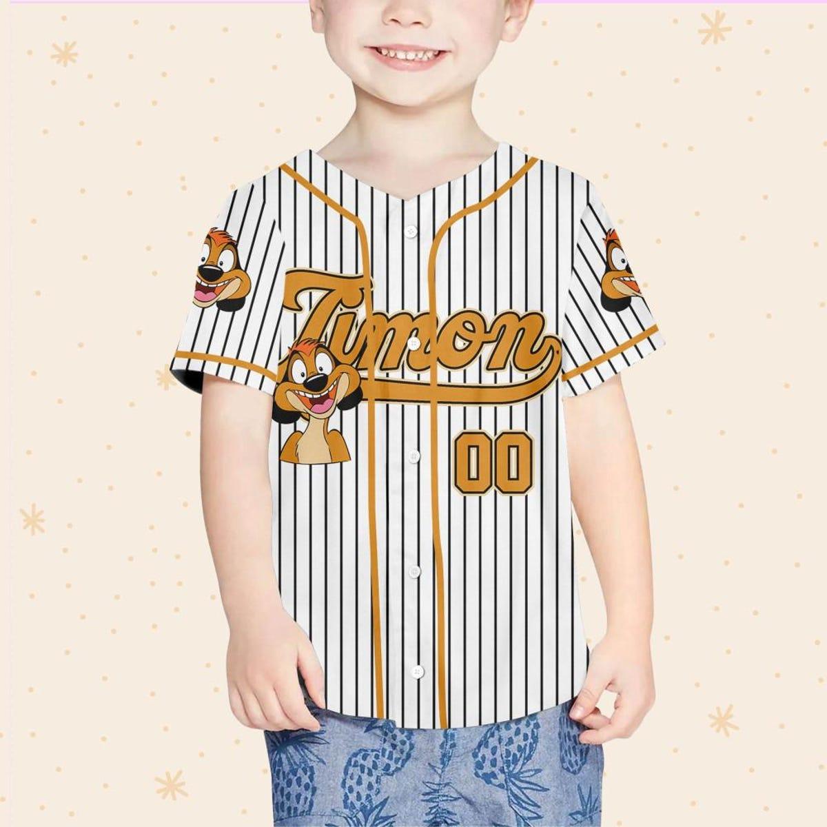 Mckenzieshoponline Disney The Lion King Timon Striped Personalized Baseball Jersey For Fans - Image 5