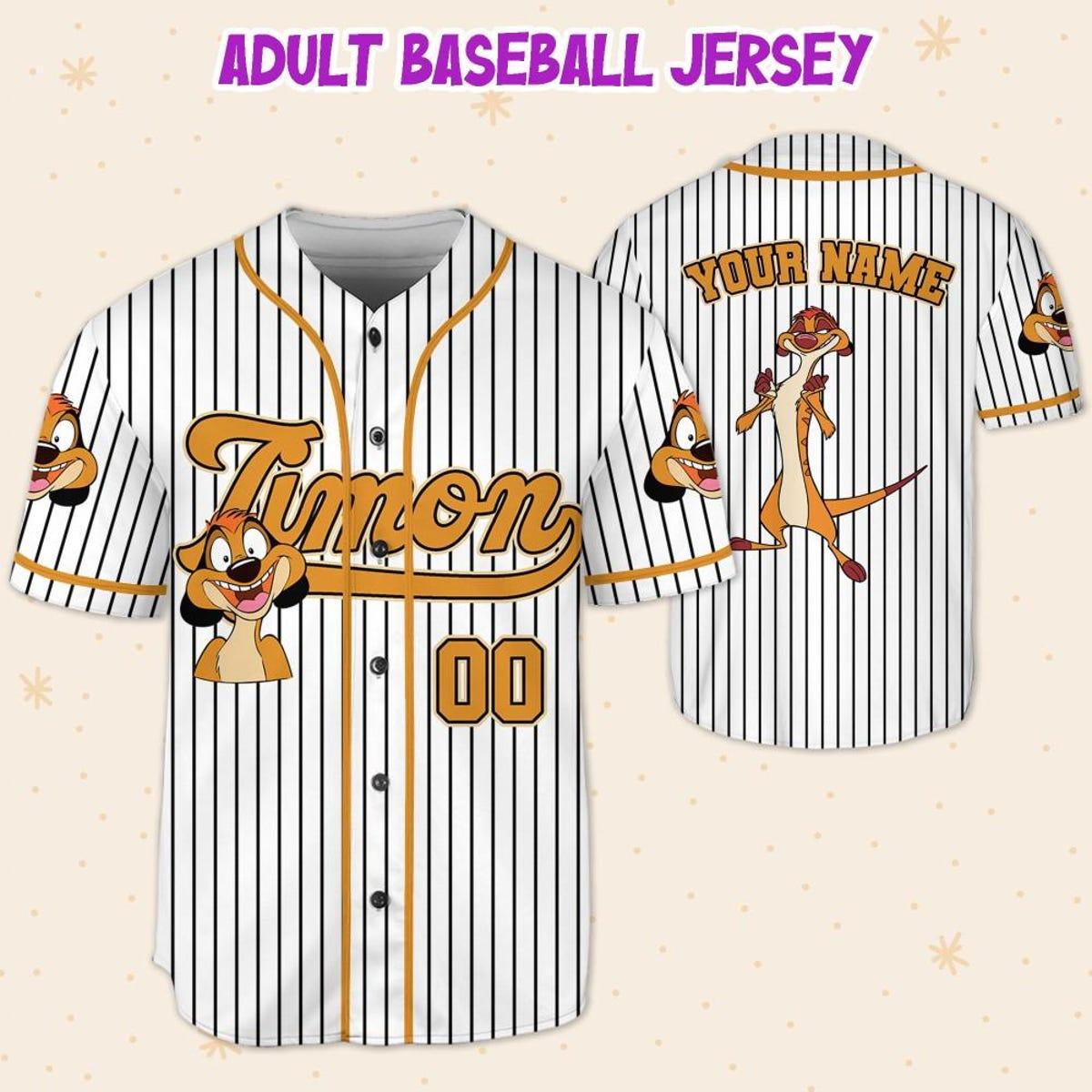 Mckenzieshoponline Disney The Lion King Timon Striped Personalized Baseball Jersey For Fans - Image 6