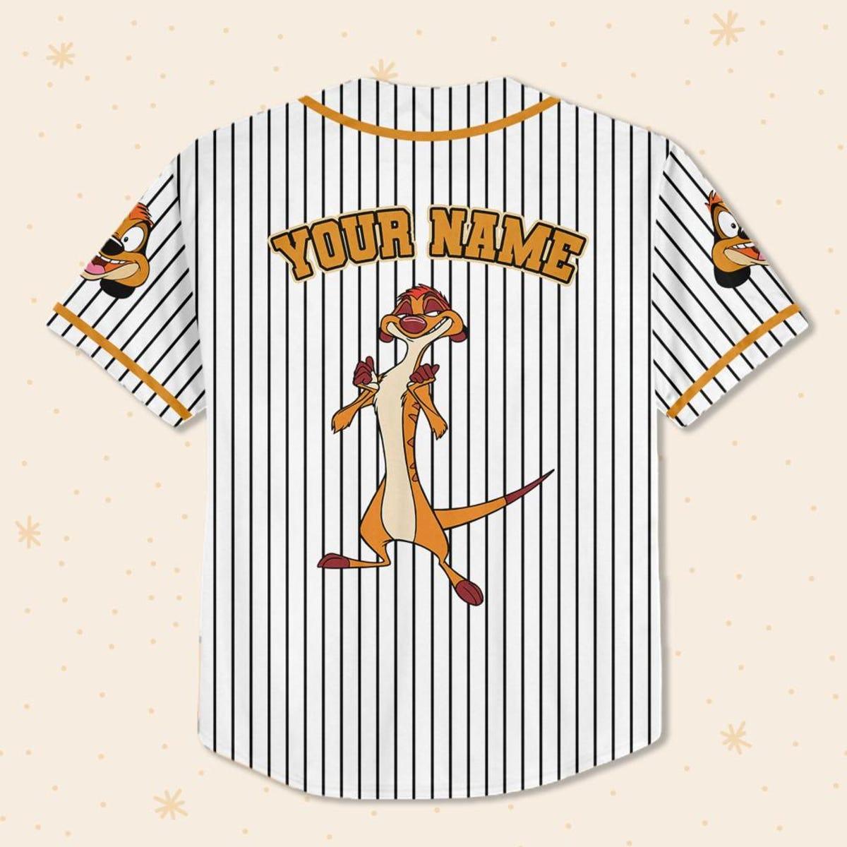 Mckenzieshoponline Disney The Lion King Timon Striped Personalized Baseball Jersey For Fans - Image 4