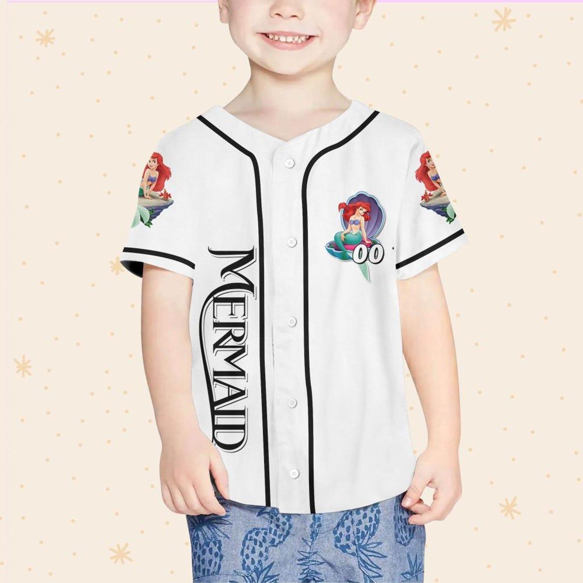 Mckenzieshoponline Disney The Little Mermaid Happy White Black Personalized Baseball Jersey For Fans - Image 5
