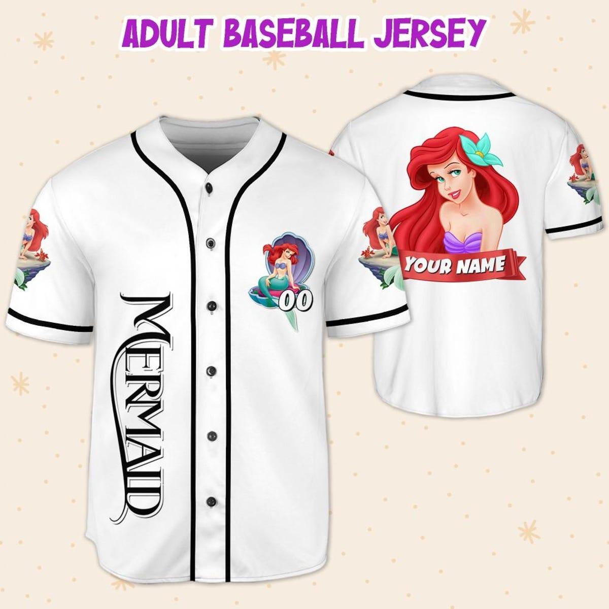 Mckenzieshoponline Disney The Little Mermaid Happy White Black Personalized Baseball Jersey For Fans - Image 6