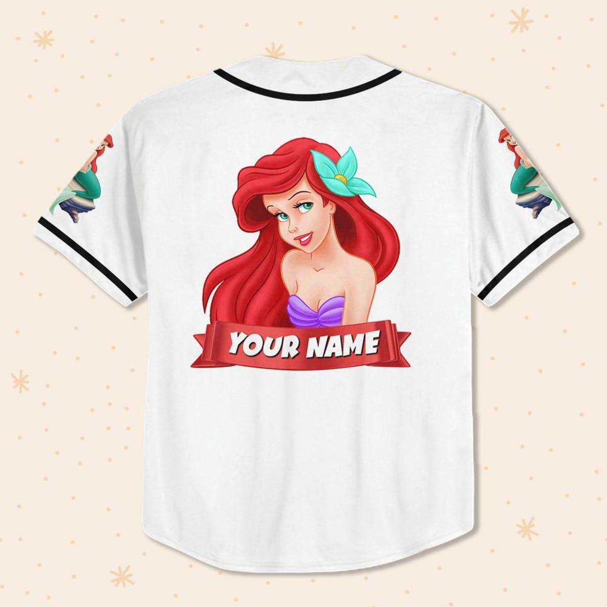 Mckenzieshoponline Disney The Little Mermaid Happy White Black Personalized Baseball Jersey For Fans - Image 4