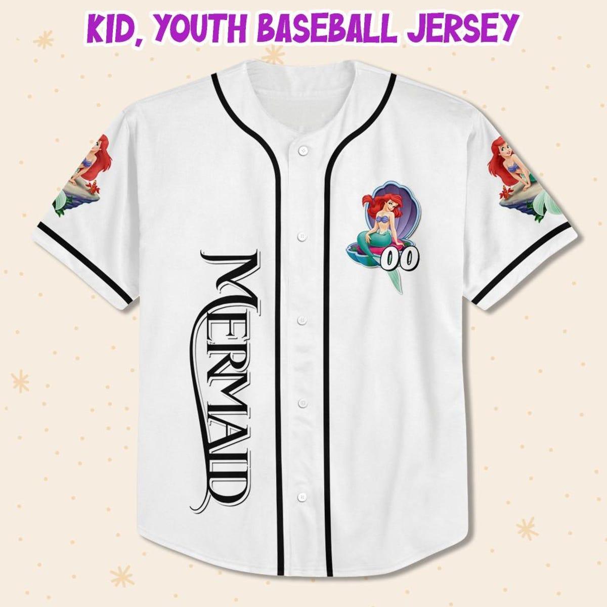 Mckenzieshoponline Disney The Little Mermaid Happy White Black Personalized Baseball Jersey For Fans - Image 3