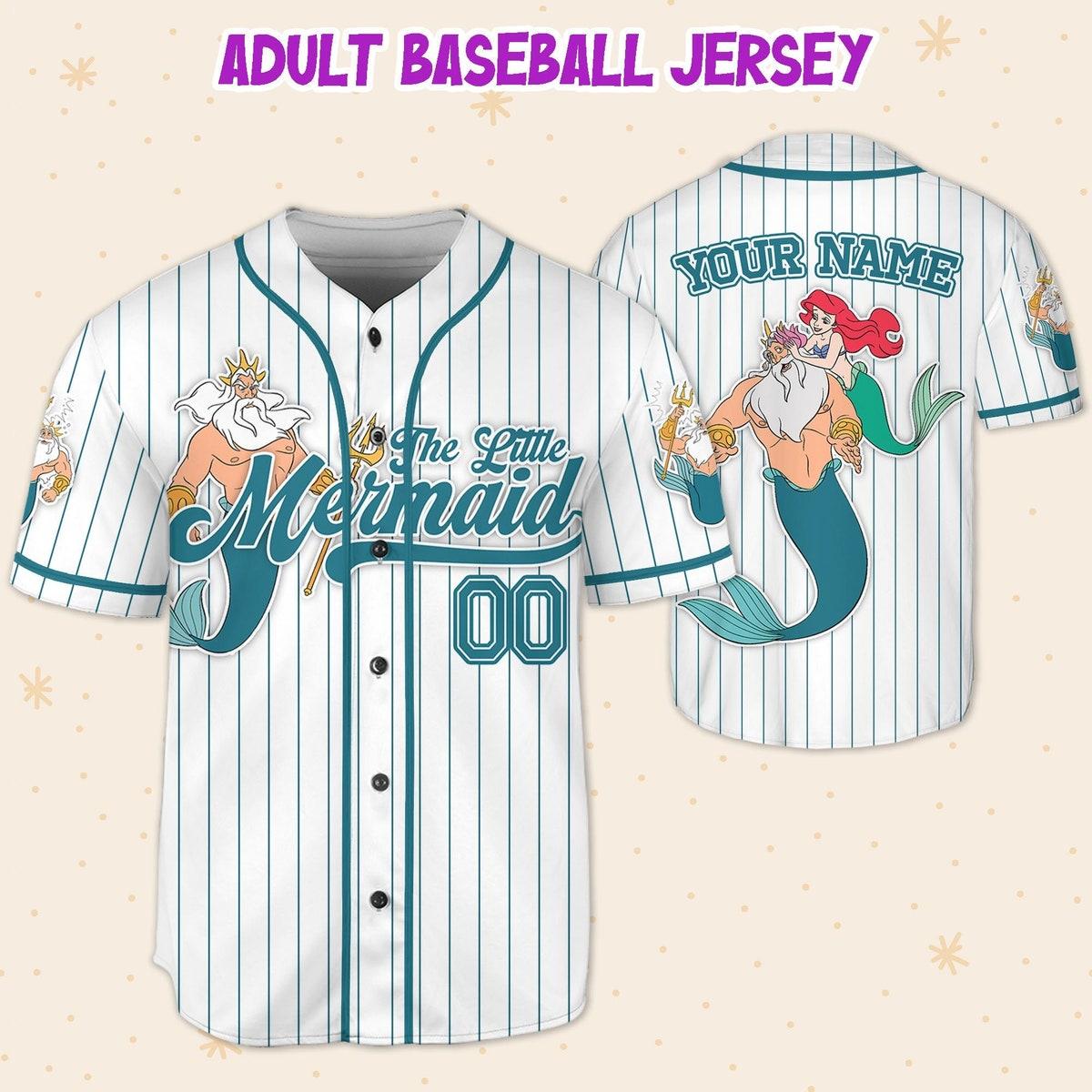 Mckenzieshoponline Disney The Little Mermaid King Triton Simple Stripe Personalized Baseball Jersey For Fans - Image 6