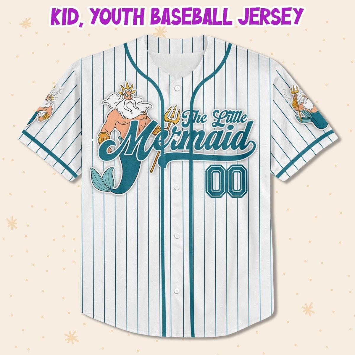 Mckenzieshoponline Disney The Little Mermaid King Triton Simple Stripe Personalized Baseball Jersey For Fans - Image 3