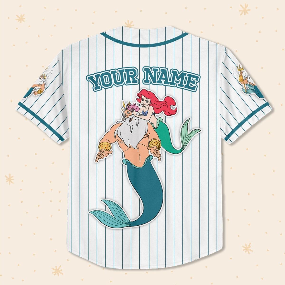 Mckenzieshoponline Disney The Little Mermaid King Triton Simple Stripe Personalized Baseball Jersey For Fans - Image 4
