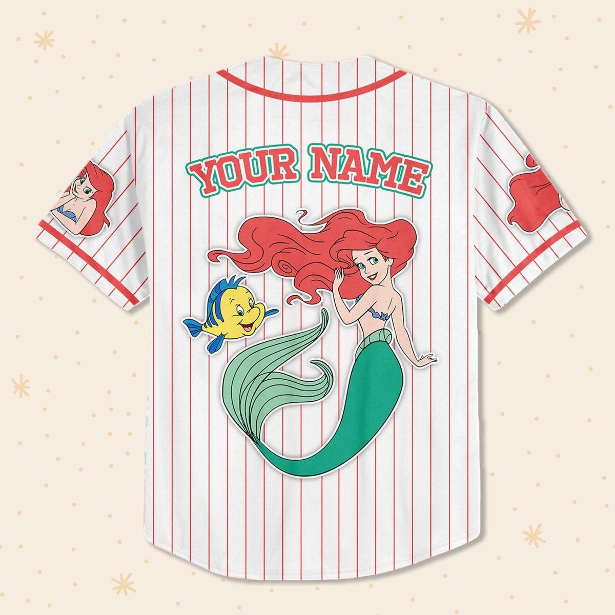 Mckenzieshoponline Disney The Little Mermaid Simple Stripe Personalized Baseball Jersey For Fans - Image 4