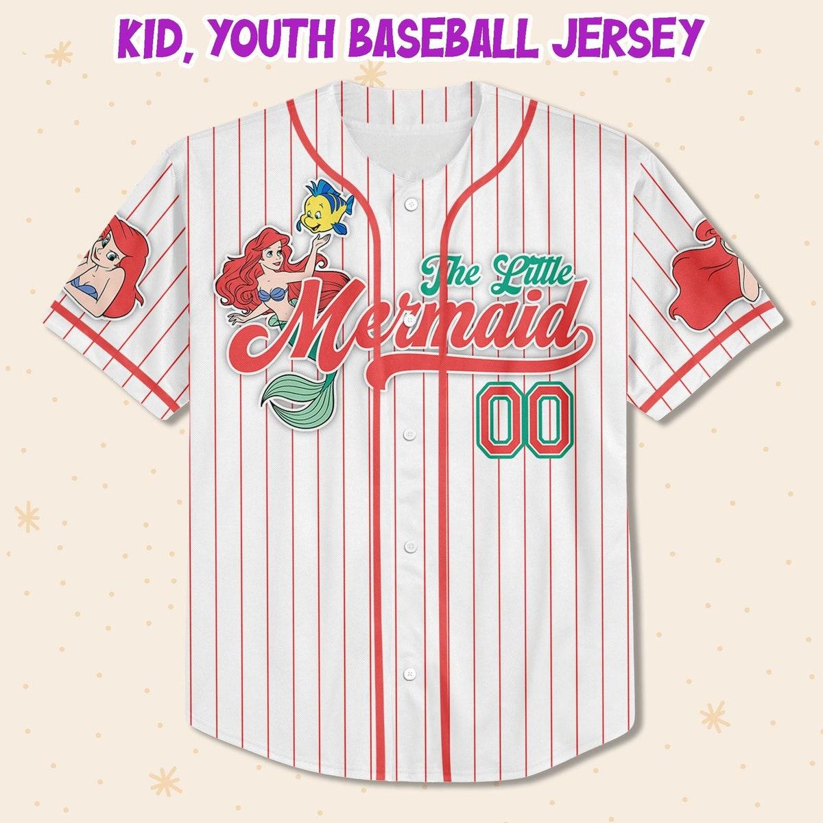 Mckenzieshoponline Disney The Little Mermaid Simple Stripe Personalized Baseball Jersey For Fans - Image 3