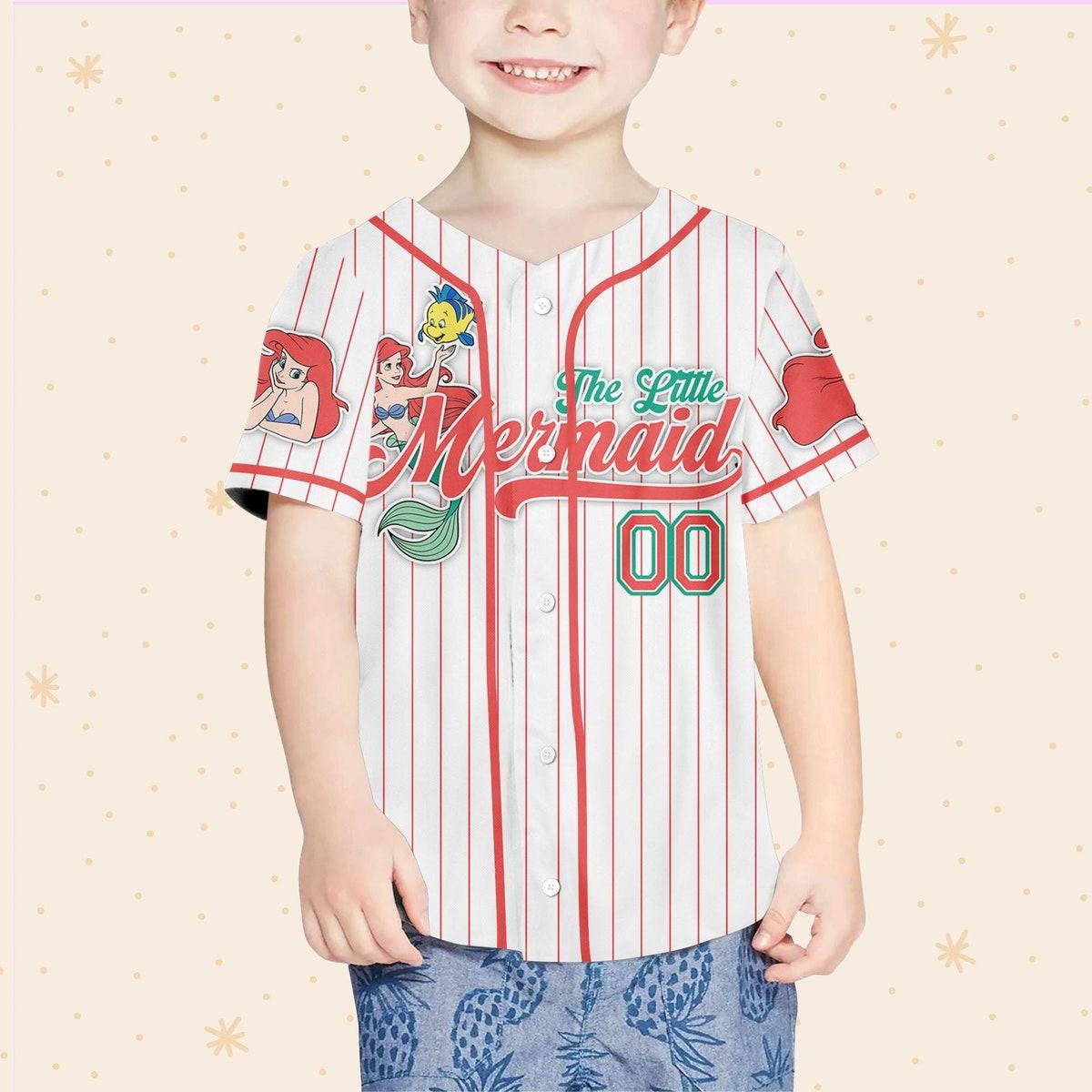 Mckenzieshoponline Disney The Little Mermaid Simple Stripe Personalized Baseball Jersey For Fans - Image 5