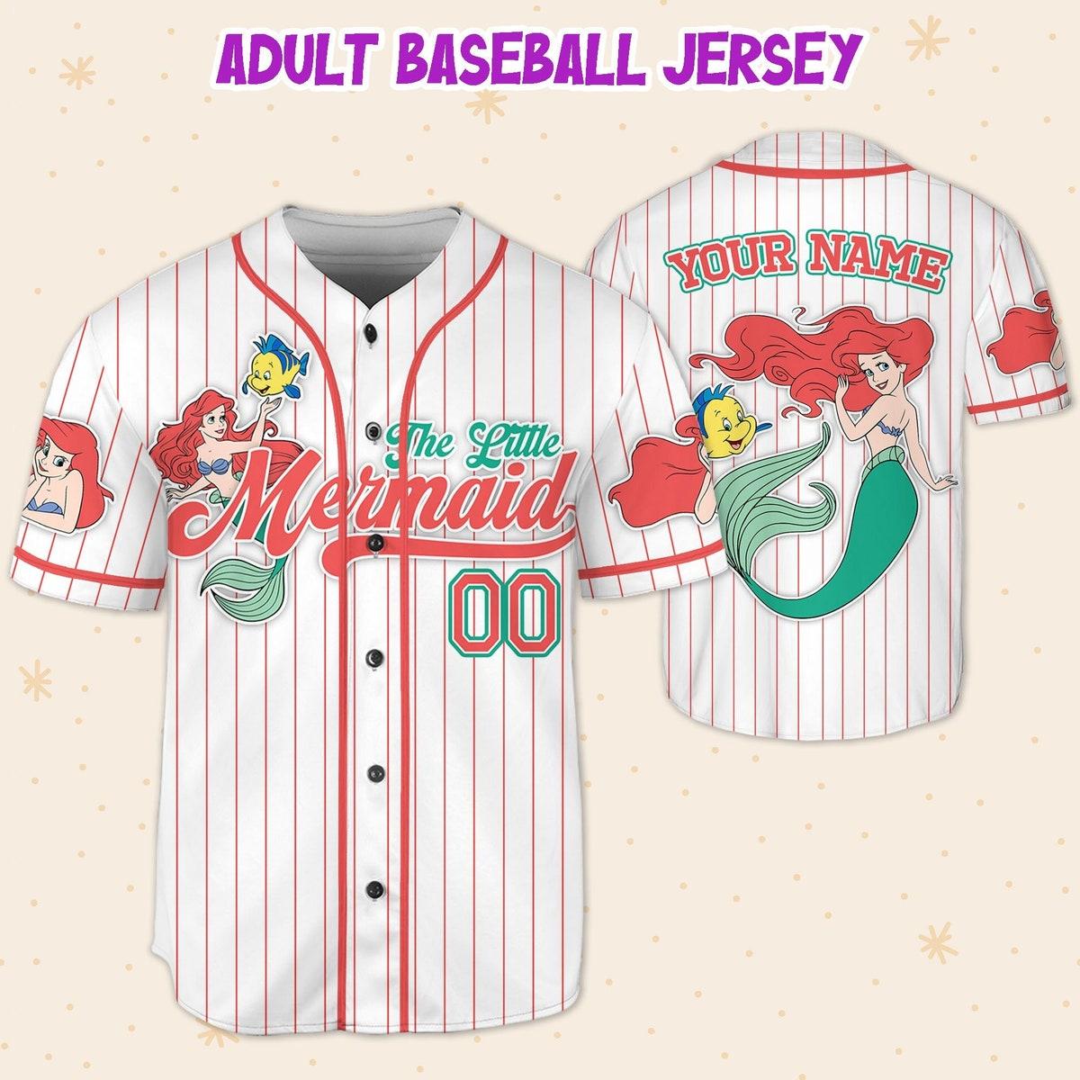 Mckenzieshoponline Disney The Little Mermaid Simple Stripe Personalized Baseball Jersey For Fans - Image 6