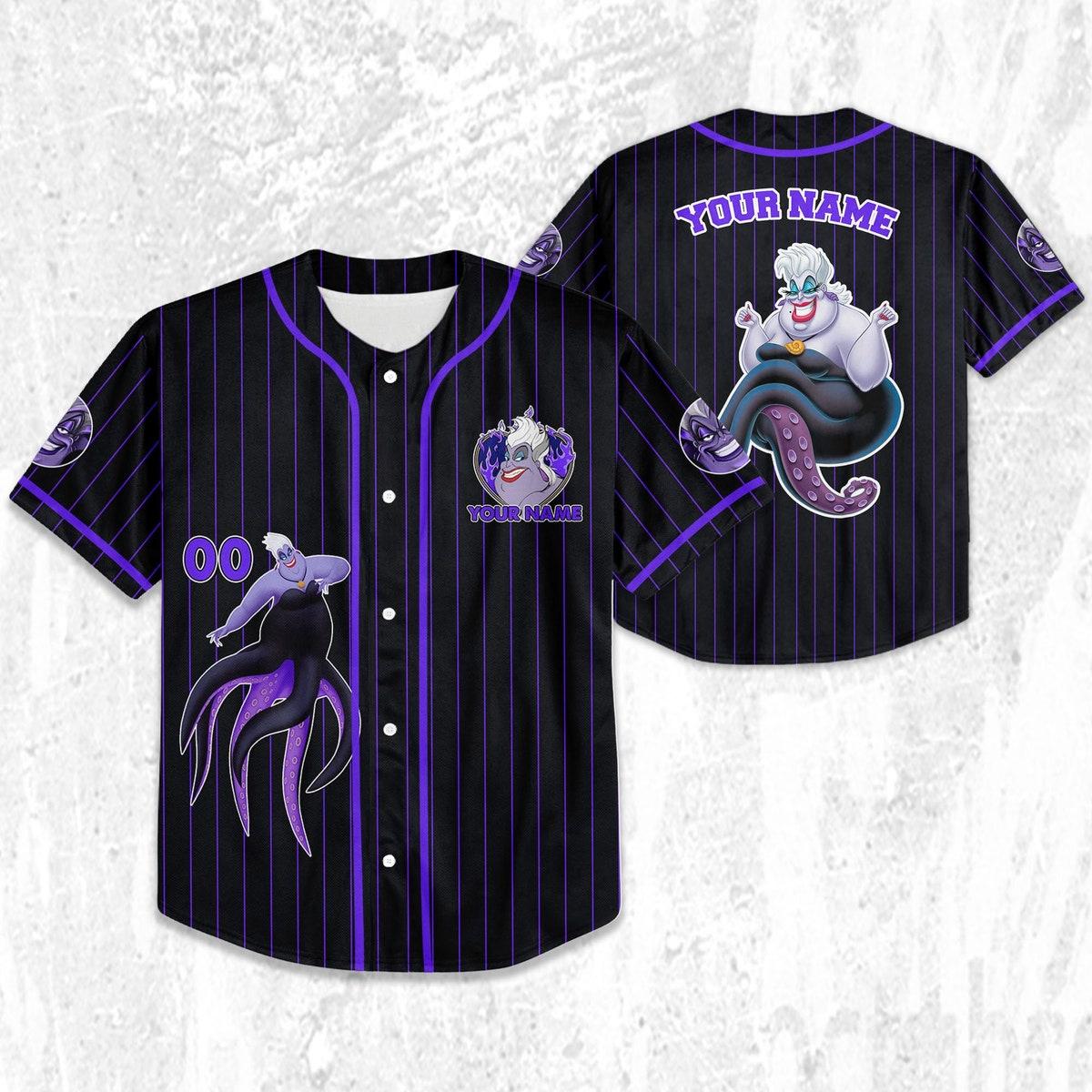 Mckenzieshoponline Disney The Little Mermaid Ursula Purple Dark Personalized Baseball Jersey For Fans - Image 3