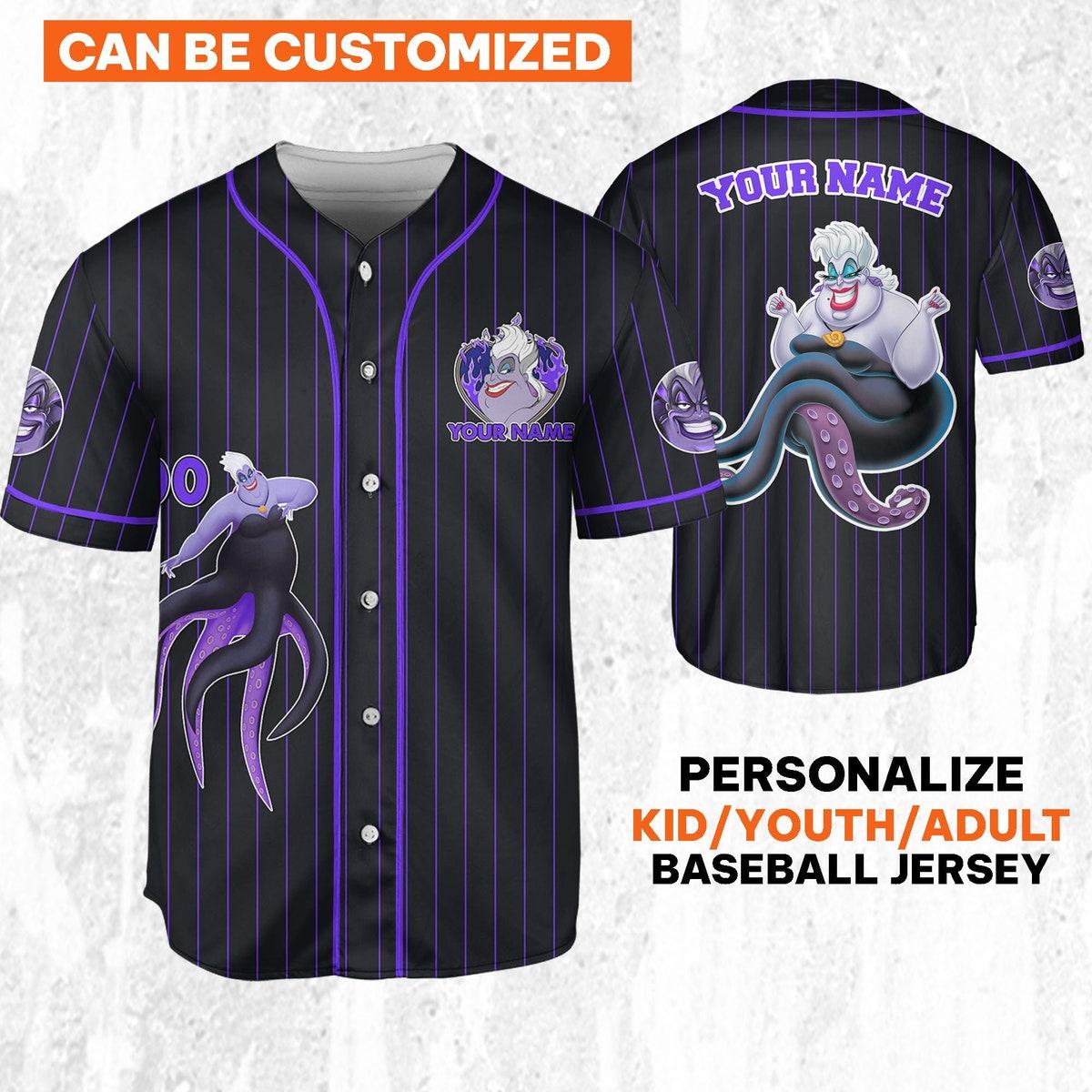 Mckenzieshoponline Disney The Little Mermaid Ursula Purple Dark Personalized Baseball Jersey For Fans - Image 2