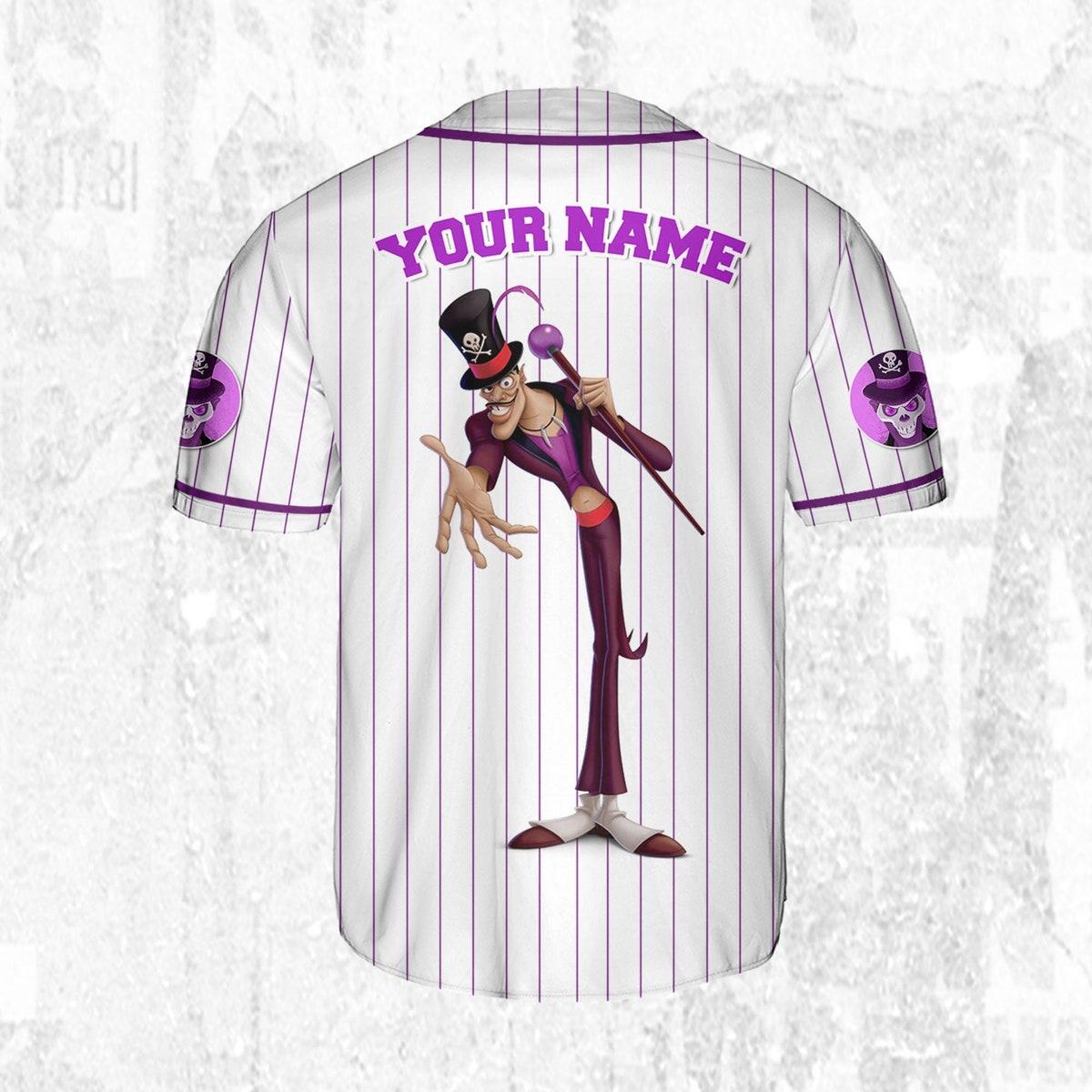 Mckenzieshoponline Disney Tiana Dr. Facilier Purple White Personalized Baseball Jersey For Fans - Image 5