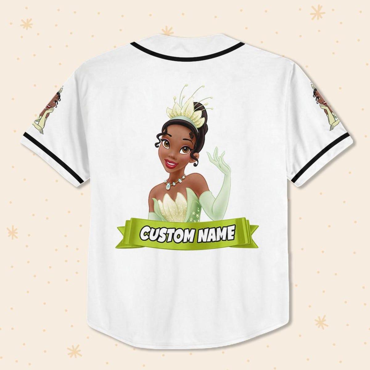 Mckenzieshoponline Disney Tiana Princess Happy White Black Personalized Baseball Jersey For Fans - Image 4