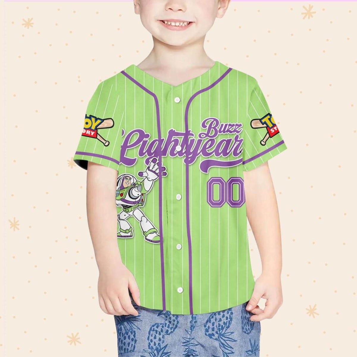 Mckenzieshoponline Disney Toy Story Buzz Lightyear Green Simple Disney Personalized Baseball Jersey For Fans - Image 5